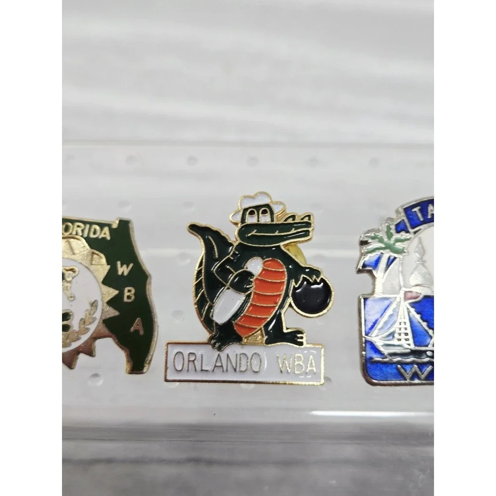 VTG Bowling Lapel Hat Pin‎ Lot Of 4 Metal Enamel Florida WBA GATOR